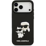 Karl Lagerfeld 3D Rubber Karl and Choupette kryt pre iPhone 17 Pro Max, čierny