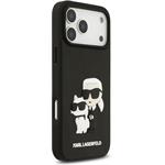 Karl Lagerfeld 3D Rubber Karl and Choupette kryt pre iPhone 17 Pro Max, čierny