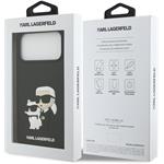 Karl Lagerfeld 3D Rubber Karl and Choupette kryt pre iPhone 17 Pro Max, čierny