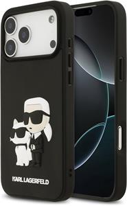 Karl Lagerfeld 3D Rubber Karl and Choupette kryt pre iPhone 17 Pro Max, čierny