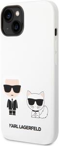 Karl Lagerfeld and Choupette Liquid Silicone zadný kryt pre iPhone 14 Plus, biely