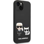 Karl Lagerfeld and Choupette Liquid Silicone zadný kryt pre iPhone 14 Plus, čierny
