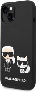 Karl Lagerfeld and Choupette Liquid Silicone zadný kryt pre iPhone 14 Plus, čierny