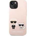 Karl Lagerfeld and Choupette Liquid Silicone zadný kryt pre iPhone 14 Plus, ružový