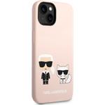 Karl Lagerfeld and Choupette Liquid Silicone zadný kryt pre iPhone 14 Plus, ružový
