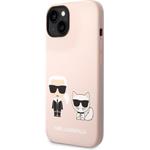 Karl Lagerfeld and Choupette Liquid Silicone zadný kryt pre iPhone 14 Plus, ružový