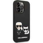 Karl Lagerfeld and Choupette Liquid Silicone zadný kryt pre iPhone 14 Pro Max, čierny