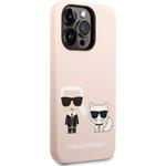 Karl Lagerfeld and Choupette Liquid Silicone zadný kryt pre iPhone 14 Pro, ružový