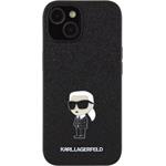 Karl Lagerfeld Fixed Glitter Metal Ikonik kryt pre iPhone 15, čierny
