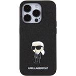 Karl Lagerfeld Fixed Glitter Metal Ikonik kryt pre iPhone 15 Pro, čierny