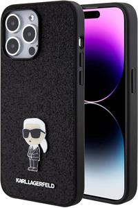 Karl Lagerfeld Fixed Glitter Metal Ikonik kryt pre iPhone 15 Pro Max, čierny