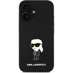 Karl Lagerfeld Fixed Glitter Metal Ikonik kryt pre iPhone 16, čierny