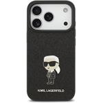 Karl Lagerfeld Fixed Glitter Metal Ikonik kryt pre iPhone 17 Pro, čierny