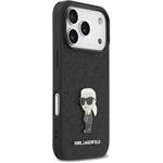 Karl Lagerfeld Fixed Glitter Metal Ikonik kryt pre iPhone 17 Pro, čierny