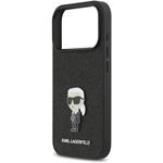 Karl Lagerfeld Fixed Glitter Metal Ikonik kryt pre iPhone 17 Pro, čierny