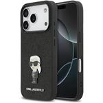 Karl Lagerfeld Fixed Glitter Metal Ikonik kryt pre iPhone 17 Pro, čierny