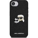 Karl Lagerfeld Fixed Glitter Metal K&CH kryt pre iPhone 16e, čierny