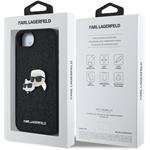 Karl Lagerfeld Fixed Glitter Metal K&CH kryt pre iPhone 16e, čierny