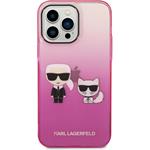 Karl Lagerfeld Gradient Karl and Choupette zadný kryt pre iPhone 14 Pro Max, ružový