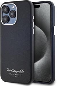 Karl Lagerfeld Grained PU Hotel RSG kryt pre iPhone 15 Pro, čierny