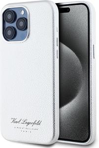 Karl Lagerfeld Grained PU Hotel RSG kryt pre iPhone 15 Pro Max, sivý