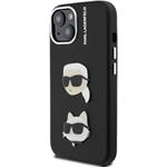 Karl Lagerfeld Grained PU K&CH Heads kryt pre iPhone 15, čierny