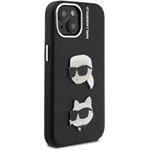Karl Lagerfeld Grained PU K&CH Heads kryt pre iPhone 15, čierny
