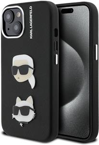 Karl Lagerfeld Grained PU K&CH Heads kryt pre iPhone 15, čierny