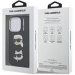 Karl Lagerfeld Grained PU K&CH Heads kryt pre iPhone 15 Pro, čierny
