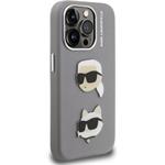 Karl Lagerfeld Grained PU K&CH Heads kryt pre iPhone 15 Pro, sivý