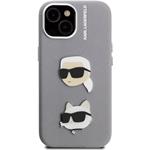 Karl Lagerfeld Grained PU K&CH Heads kryt pre iPhone 15, sivý