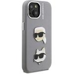 Karl Lagerfeld Grained PU K&CH Heads kryt pre iPhone 15, sivý
