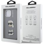 Karl Lagerfeld Grained PU K&CH Heads kryt pre iPhone 15, sivý