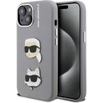 Karl Lagerfeld Grained PU K&CH Heads kryt pre iPhone 15, sivý