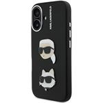 Karl Lagerfeld Grained PU K&CH Heads kryt pre iPhone 16, čierny