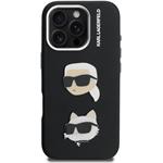 Karl Lagerfeld Grained PU K&CH Heads kryt pre iPhone 16 Pro, čierny