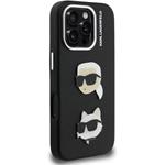 Karl Lagerfeld Grained PU K&CH Heads kryt pre iPhone 16 Pro, čierny