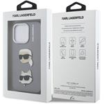 Karl Lagerfeld Grained PU K&CH Heads kryt pre iPhone 16 Pro Max, sivý