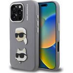 Karl Lagerfeld Grained PU K&CH Heads kryt pre iPhone 16 Pro Max, sivý