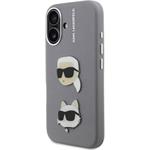 Karl Lagerfeld Grained PU K&CH Heads kryt pre iPhone 16, sivý