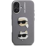 Karl Lagerfeld Grained PU K&CH Heads kryt pre iPhone 16, sivý