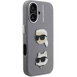 Karl Lagerfeld Grained PU K&CH Heads kryt pre iPhone 16, sivý