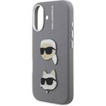 Karl Lagerfeld Grained PU K&CH Heads kryt pre iPhone 16, sivý