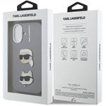 Karl Lagerfeld Grained PU K&CH Heads kryt pre iPhone 16, sivý