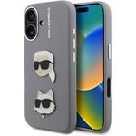 Karl Lagerfeld Grained PU K&CH Heads kryt pre iPhone 16, sivý