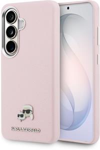 Karl Lagerfeld Grained PU Leather K&CH Heads Magnetic kryt pre Samsung Galaxy S26+, ružový