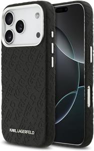 Karl Lagerfeld Grained PU Repeated Logo MagSafe kryt pre iPhone 17 Pro, čierny