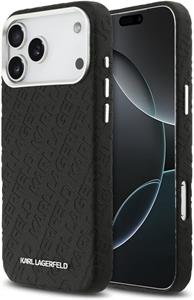 Karl Lagerfeld Grained PU Repeated Logo MagSafe kryt pre iPhone 17 Pro Max, čierny