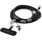 Karl Lagerfeld Ikonik Charm popruh s integrovaným nabíjacím káblom USB-C/USB-C, čierny