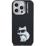 Karl Lagerfeld IML Aquarelle Choupette kryt pre iPhone 15 Pro, čierny